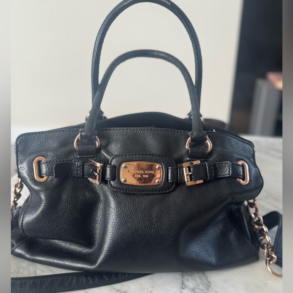 Michael Kors Black Satchel with Gold Accents